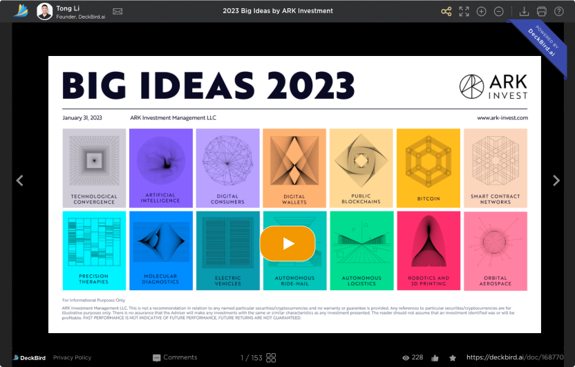 “2023 Big Ideas” Presentation by ARK Investment Stephen